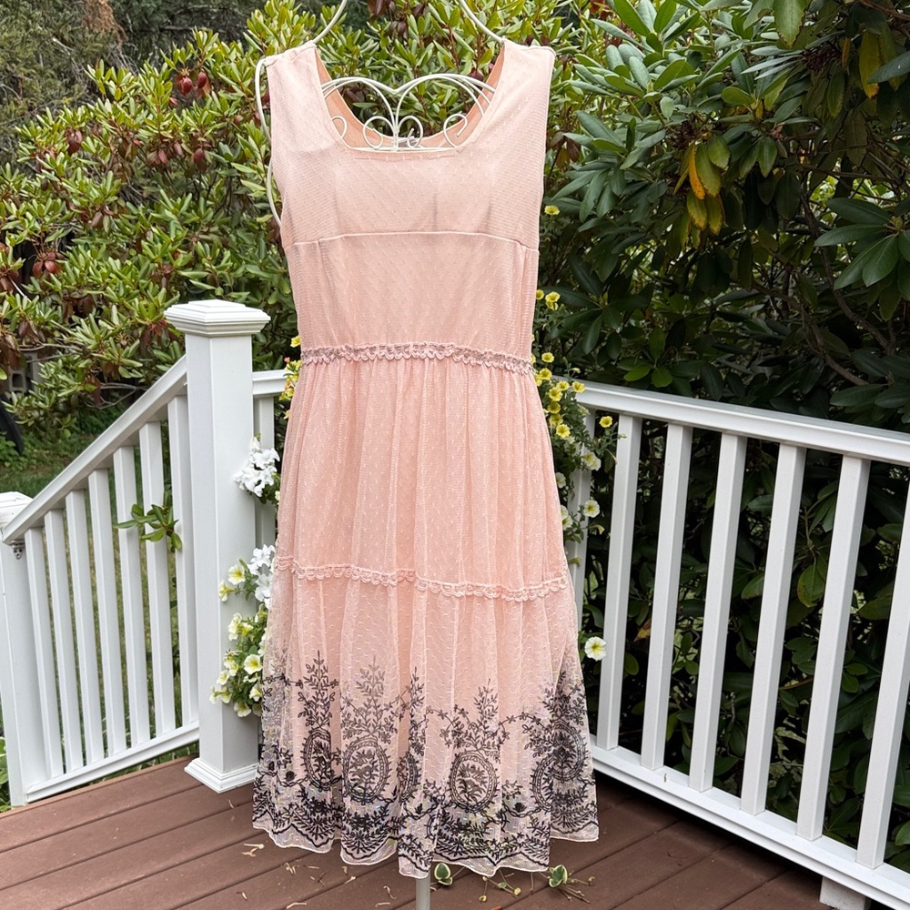 Pinky Blush and Black Floral Dress